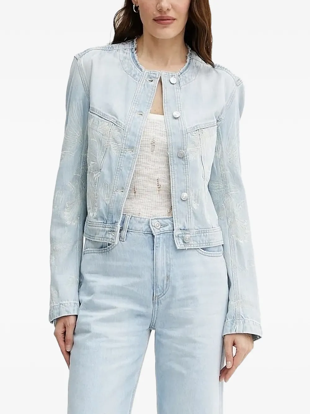 BOSS Denim jack Blauw