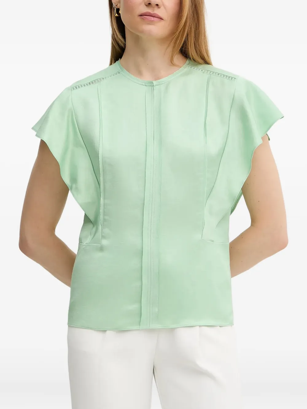 BOSS flutter-sleeve top | Green | Image 1