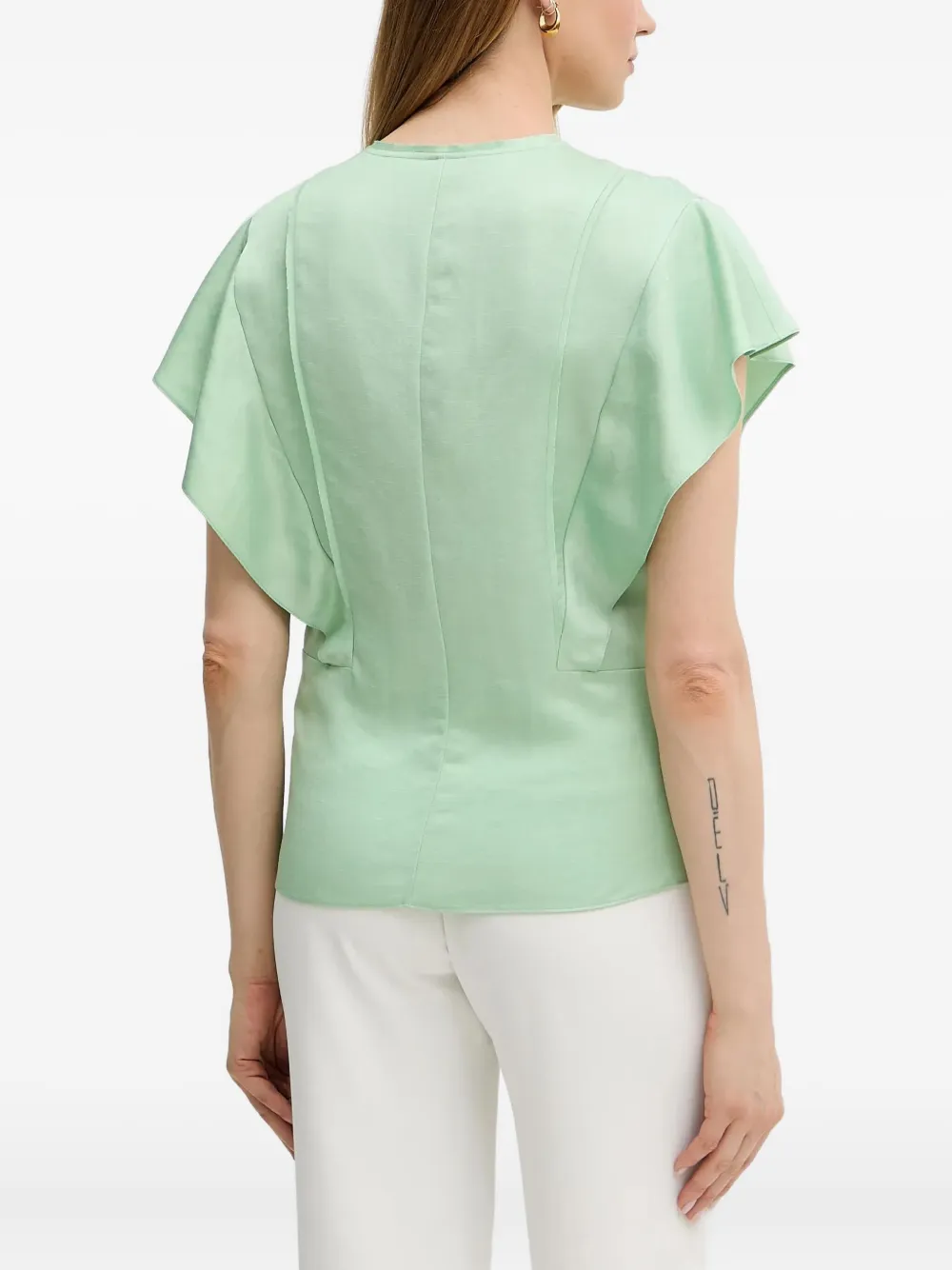 BOSS Top met fladdermouwen Groen