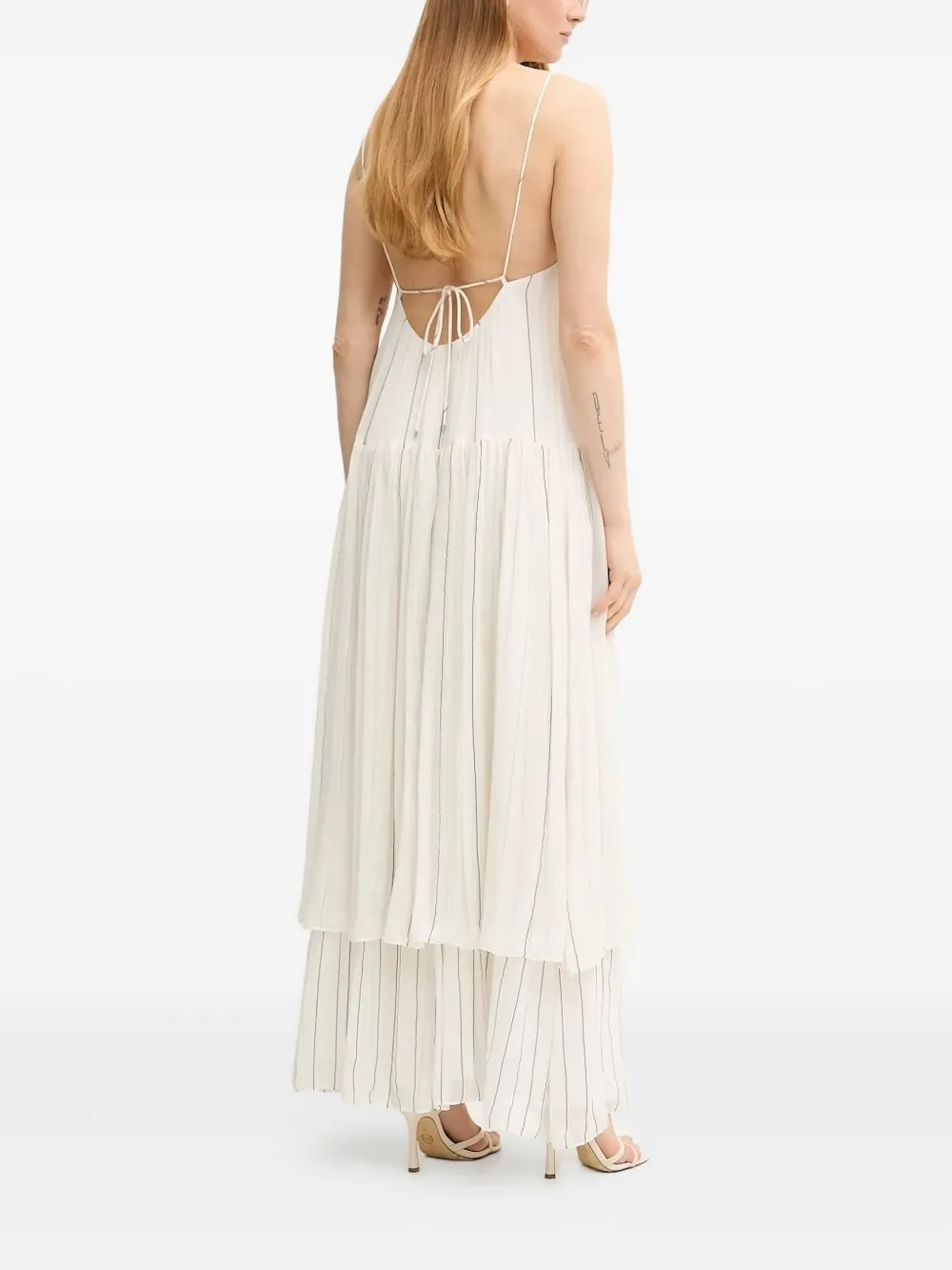 BOSS Gelaagde gstreepte maxi-jurk Beige