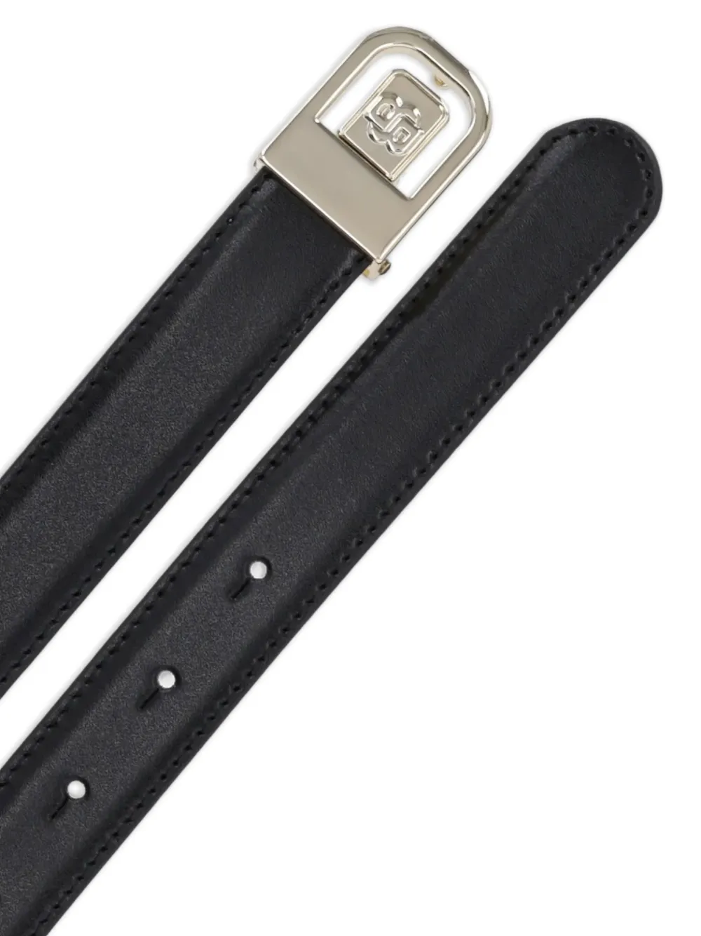 BOSS Leren riem met logoplakkaat Bruin