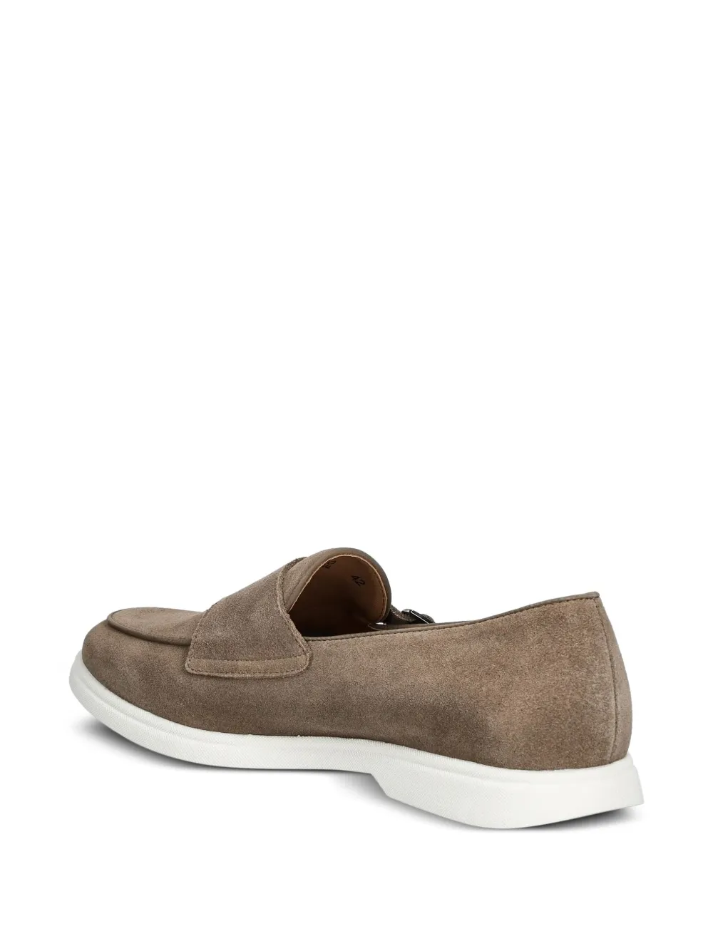 BOSS double-buckle suede loafers Brown