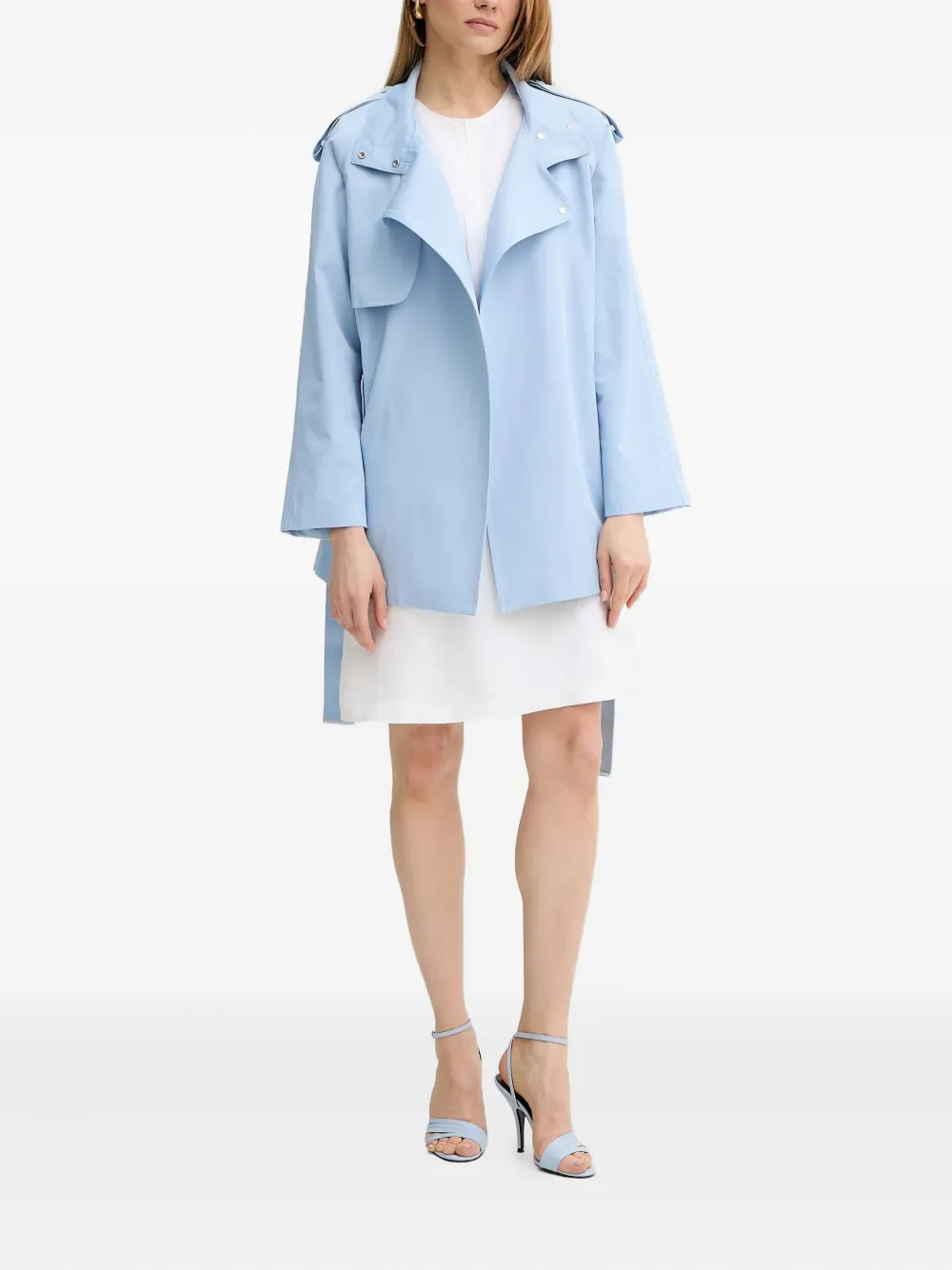 BOSS ruffle-detail keyhole dress Wit