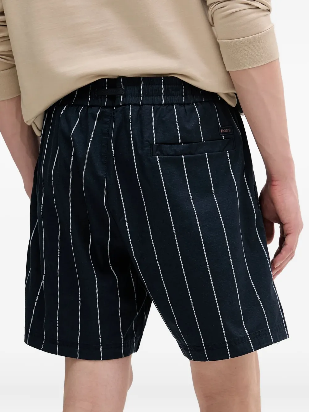 BOSS Shorts met krijtstreep en trekkoord Zwart