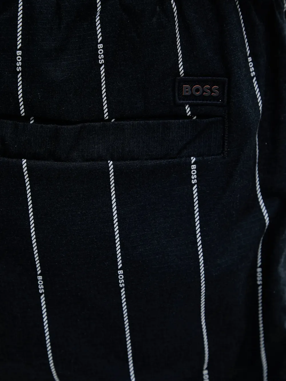 BOSS Shorts met krijtstreep en trekkoord Zwart