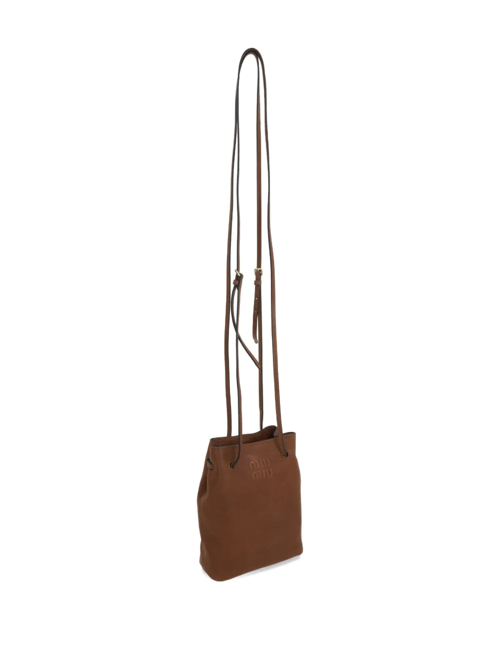 Miu Rovere crossbodytas met logo-reliëf Bruin