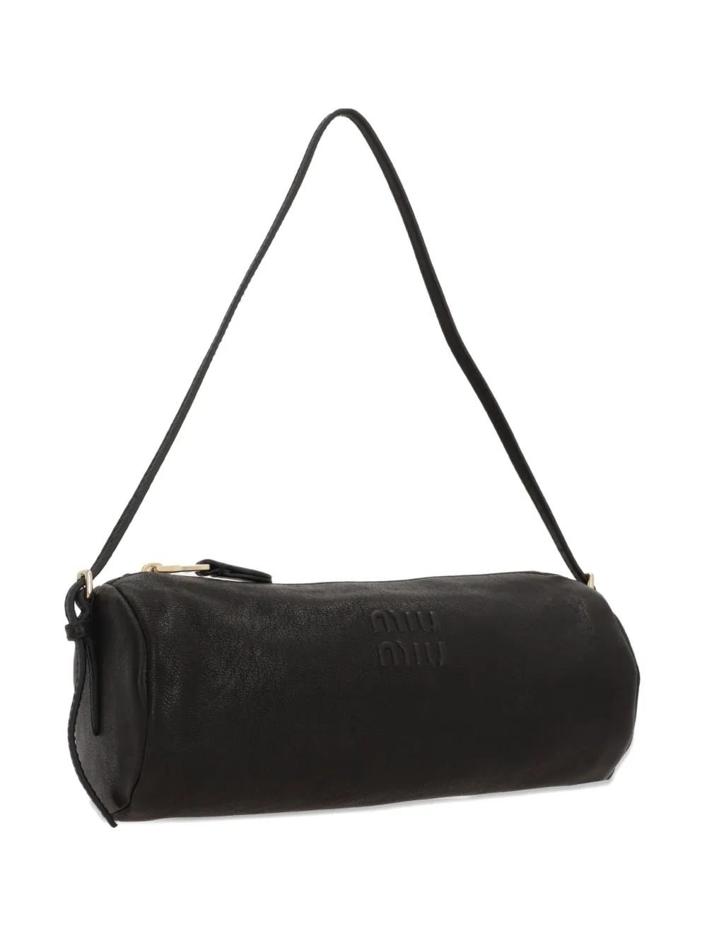 Miu cylindrical leather shoulder bag Zwart
