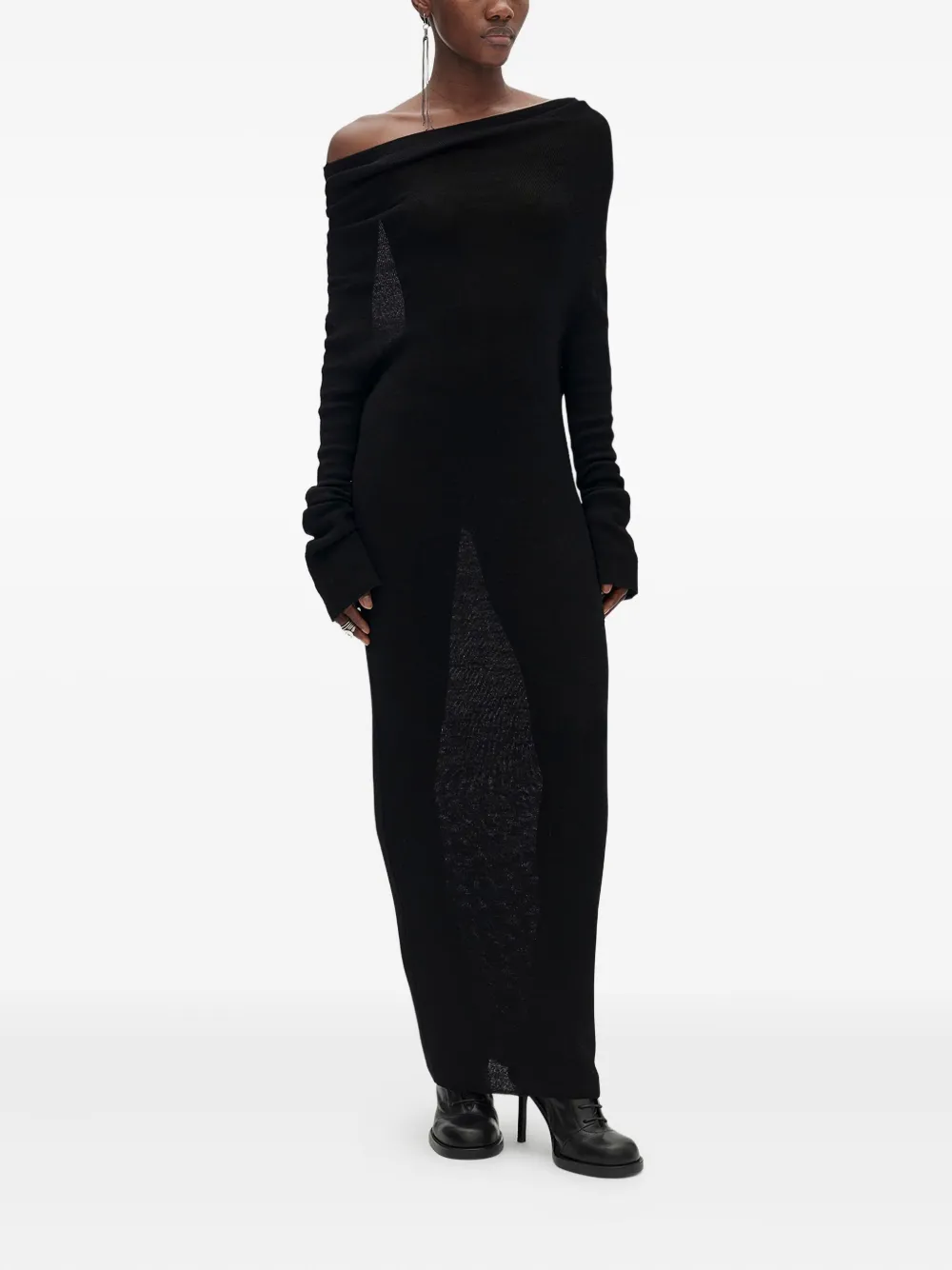 Ann Demeulemeester Barbro off-shoulder midi dress - Zwart