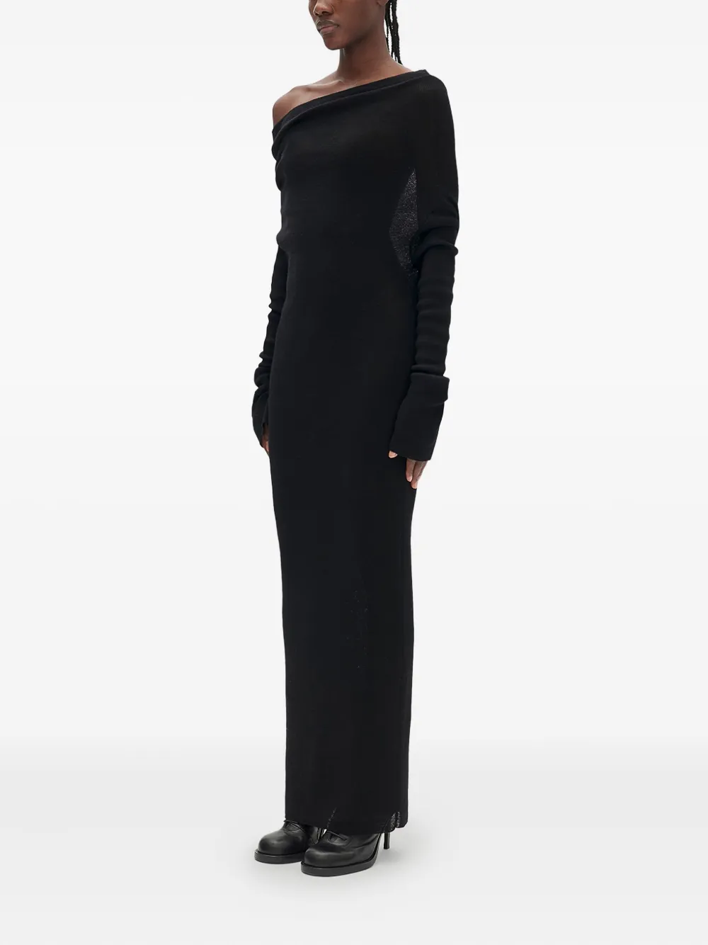 Ann Demeulemeester Barbro Off-shoulder Midi Dress In Black