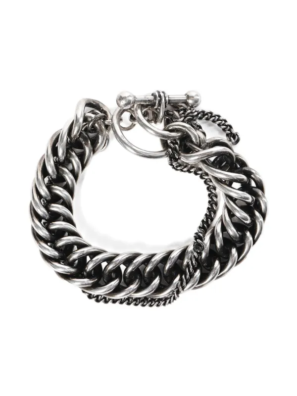 Ann Demeulemeester ダブルチェーン ブレスレット | シルバートーン