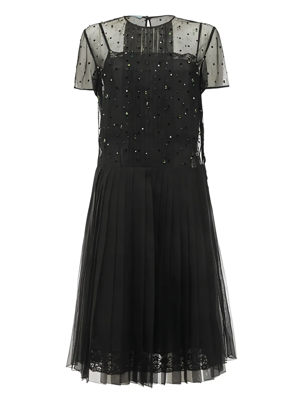 Prada crystal-embellished pleated dress | Black | Image 1