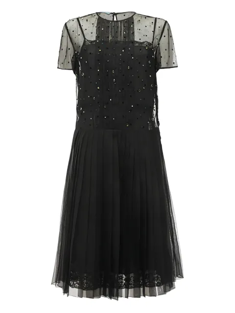 Prada crystal-embellished pleated dress