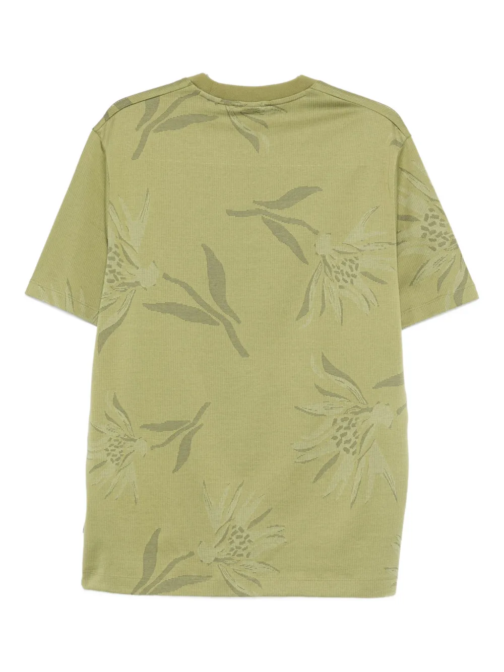 BOSS floral-print cotton t-shirt Groen