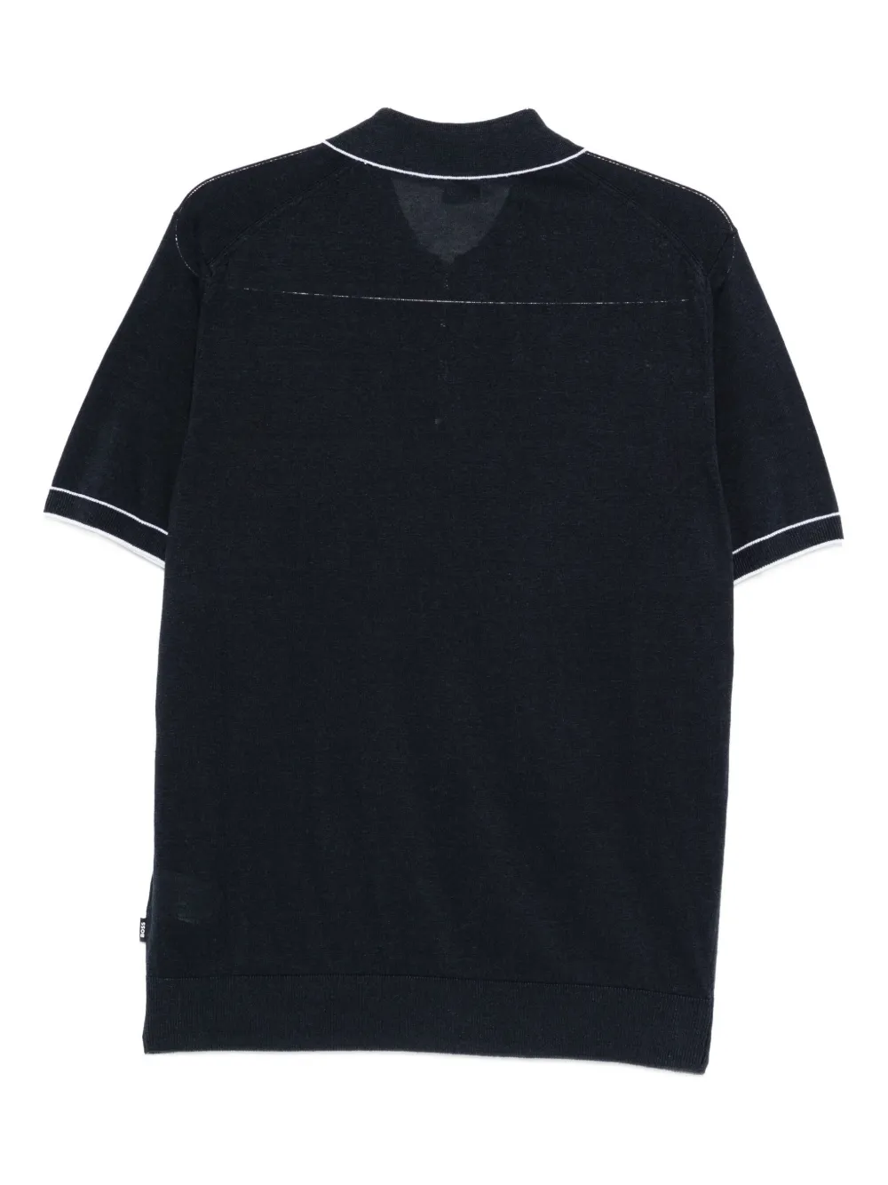BOSS half-zip linen polo shirt Blauw