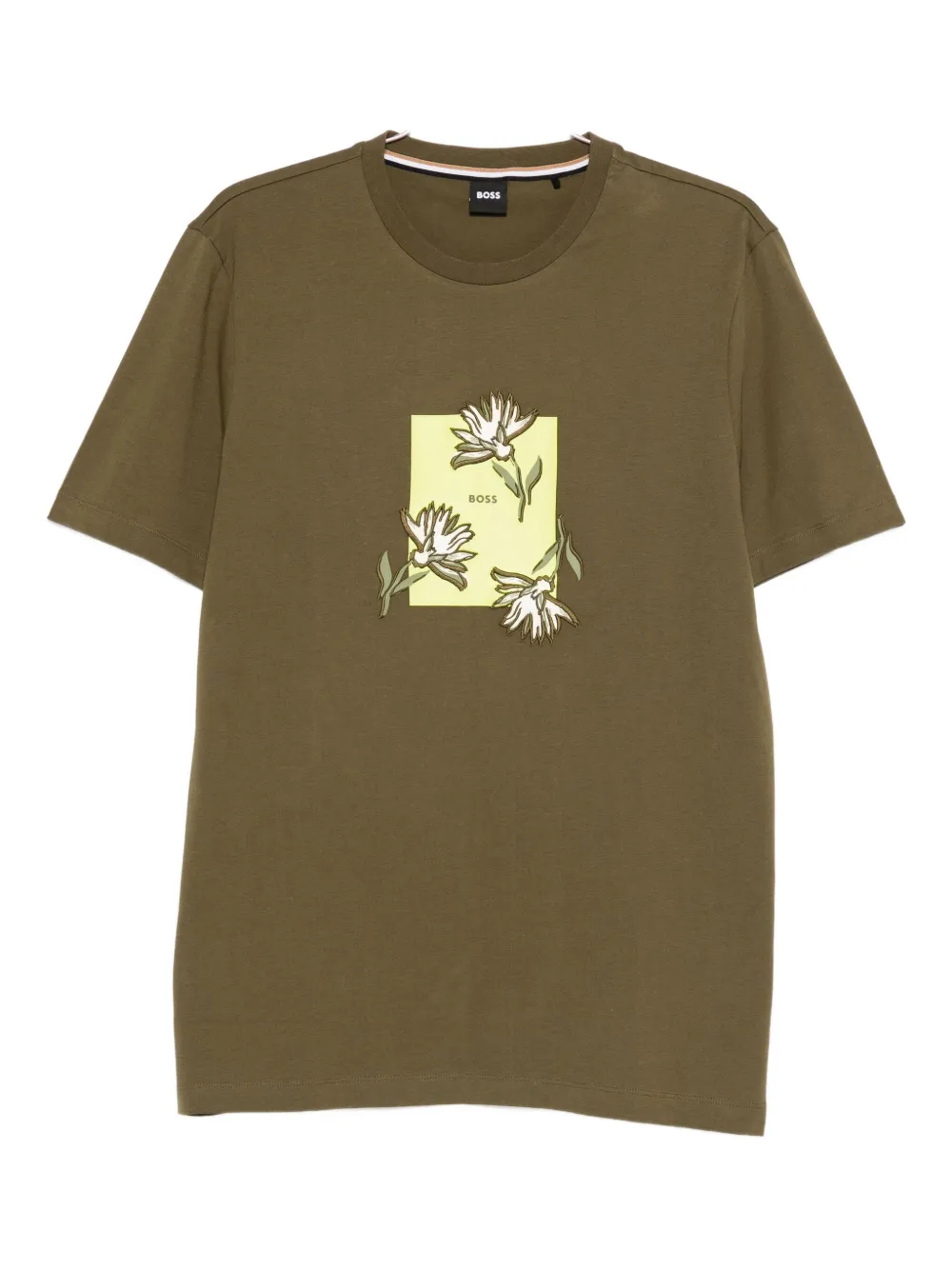 BOSS floral-print T-shirt Groen