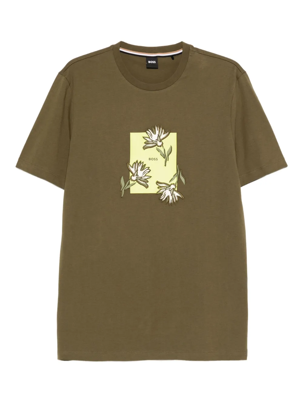 BOSS floral-print T-shirt Groen