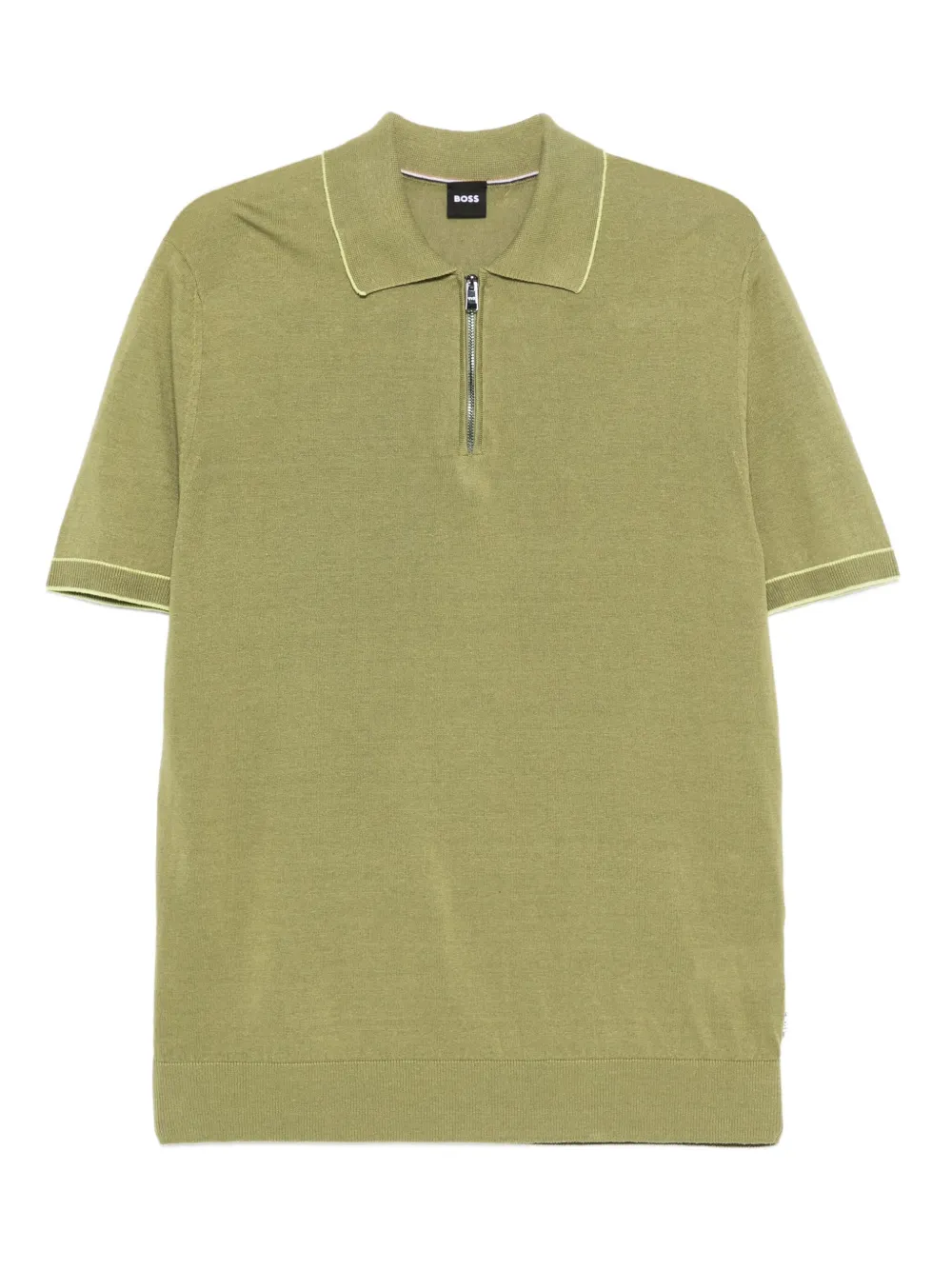 BOSS half-zip linen polo shirt Groen
