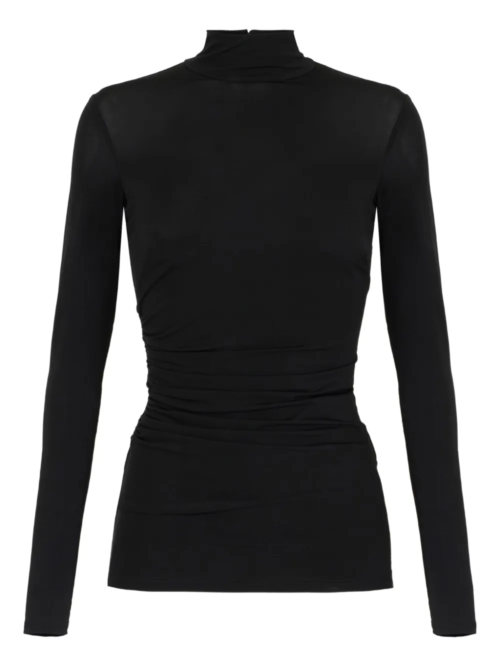 high-neck long-sleeve top