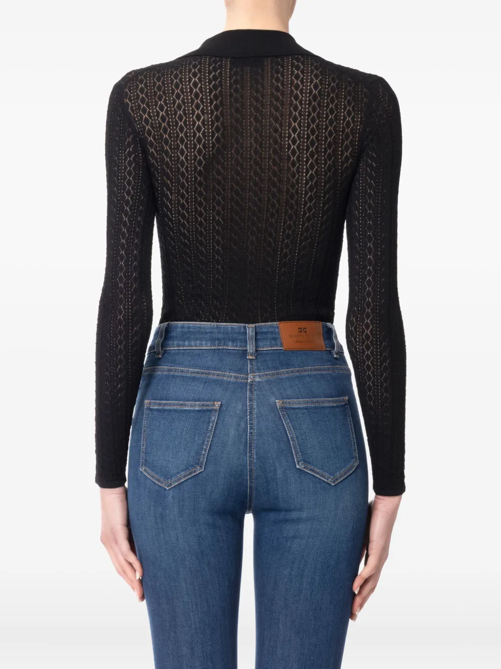 Elisabetta Franchi Polobody met knoopdetail Zwart