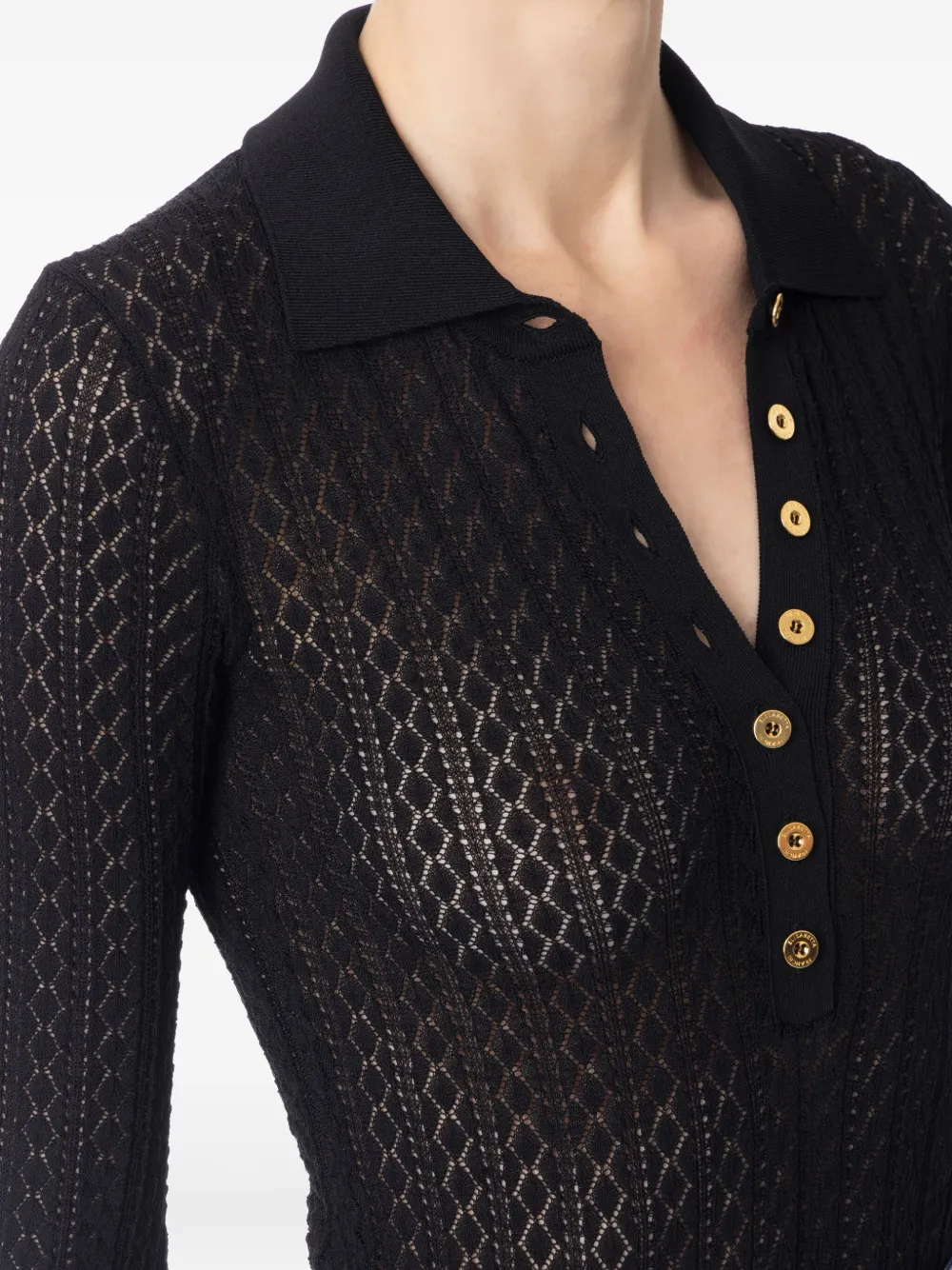 Elisabetta Franchi Polobody met knoopdetail Zwart