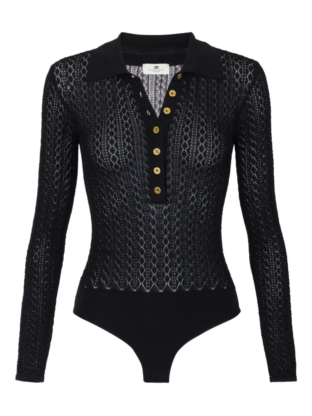 Elisabetta Franchi Polobody met knoopdetail Zwart