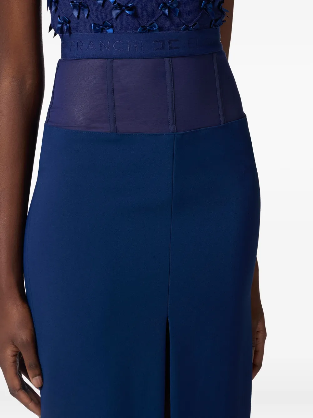 Elisabetta Franchi Midi-rok met tulen peplum Blauw