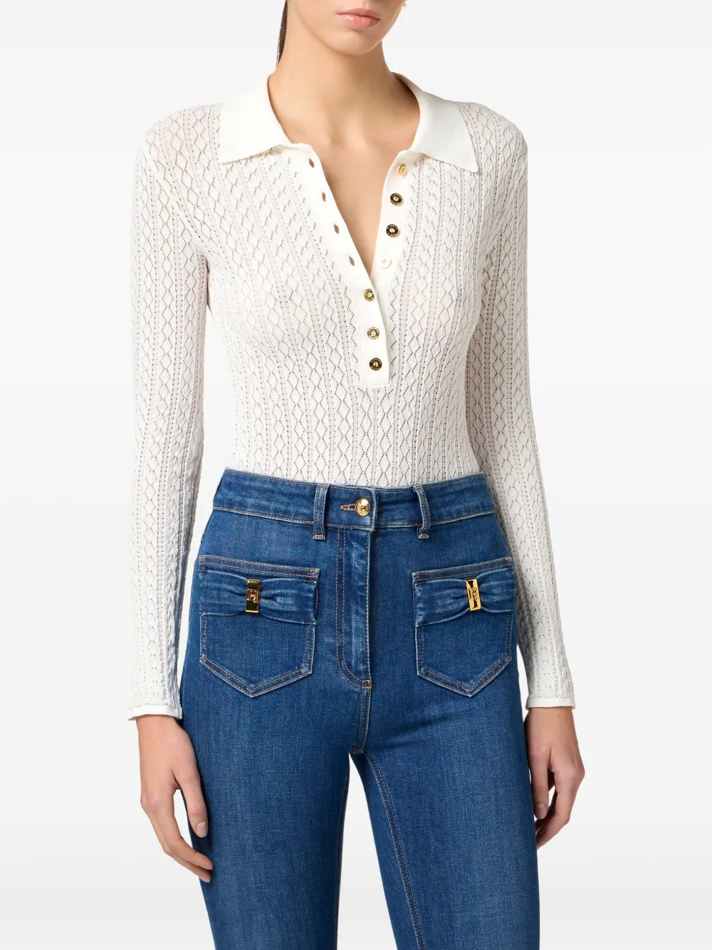 Elisabetta Franchi Gebreide polobody Wit