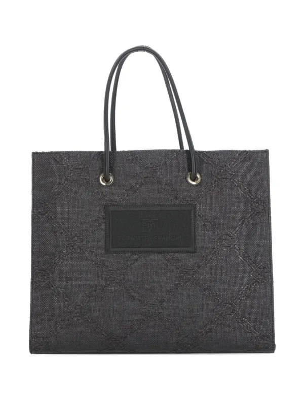 Elisabetta Franchi logo-patch Tote Bag Grey FARFETCH