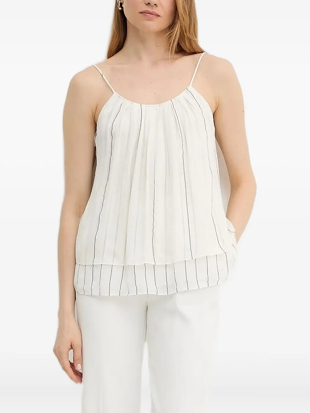 BOSS Blouse met horizontale strepen en gestrikte rug Wit