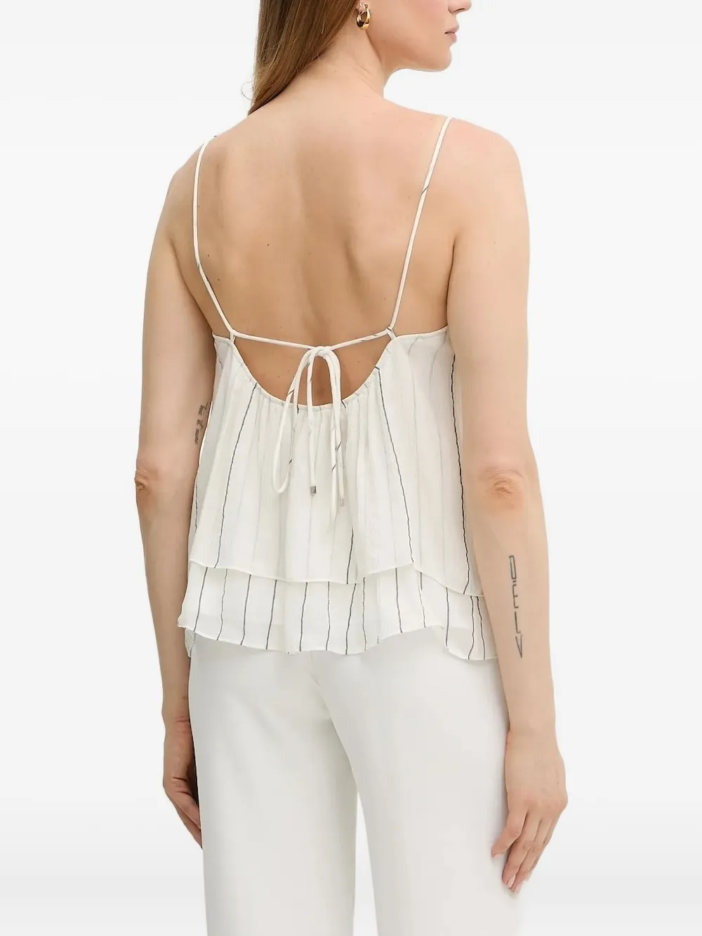 BOSS Blouse met horizontale strepen en gestrikte rug - Wit