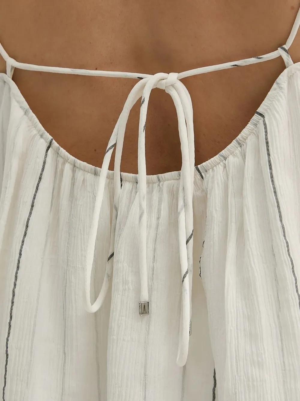 BOSS Blouse met horizontale strepen en gestrikte rug Wit