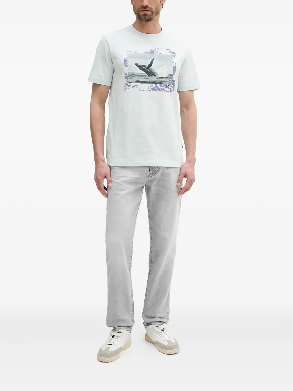 BOSS Jeans met logopatch Grijs