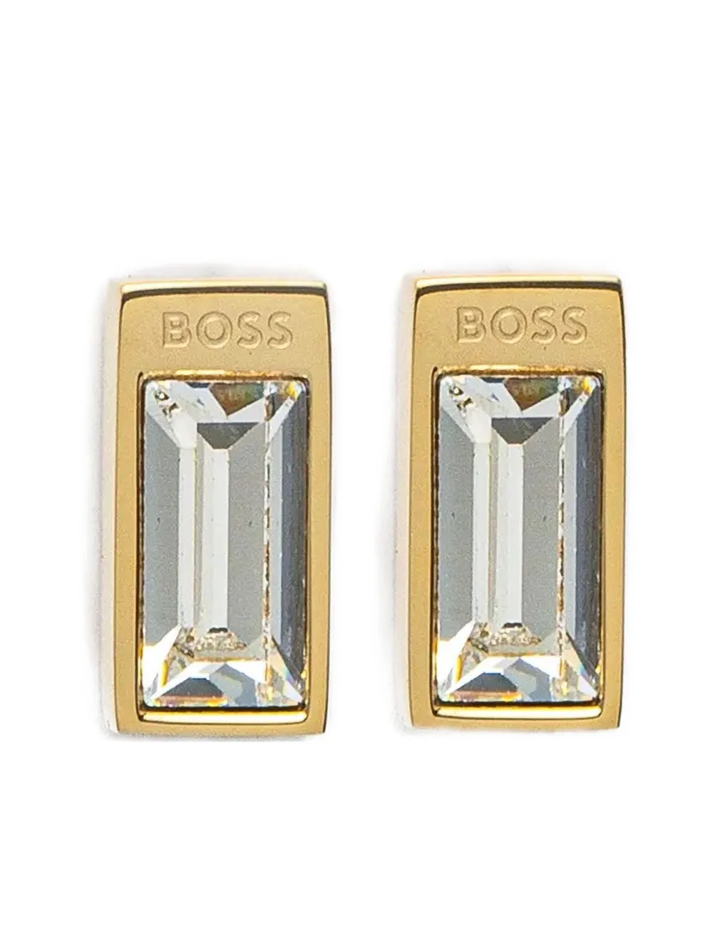 Hugo Boss Crystal-embellished Earrings In Gold