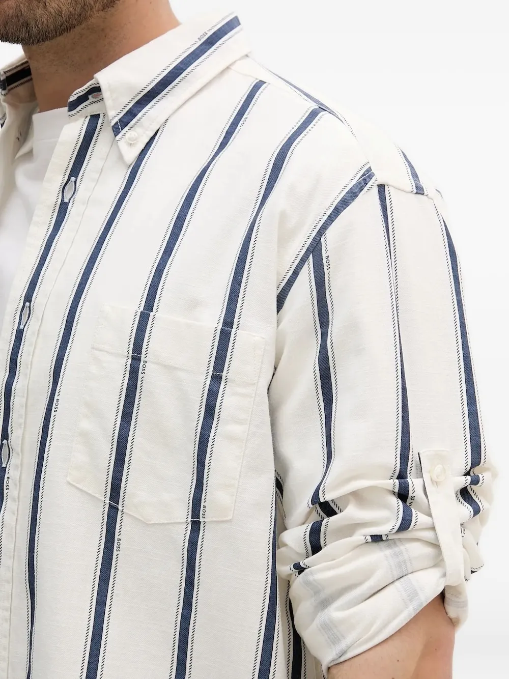BOSS striped chest-pocket shirt Wit