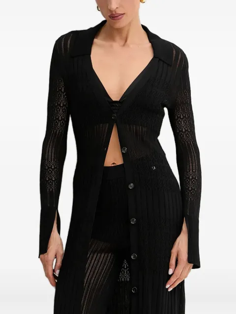 BOSS button-front lace-insert cardigan