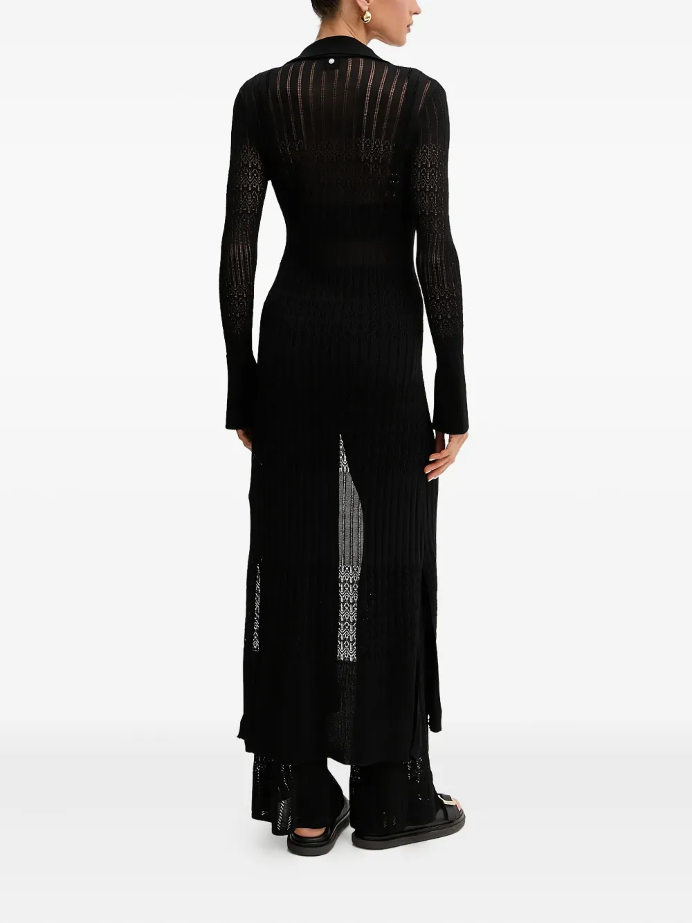 Hugo Boss Button-front Lace-insert Cardigan In Black