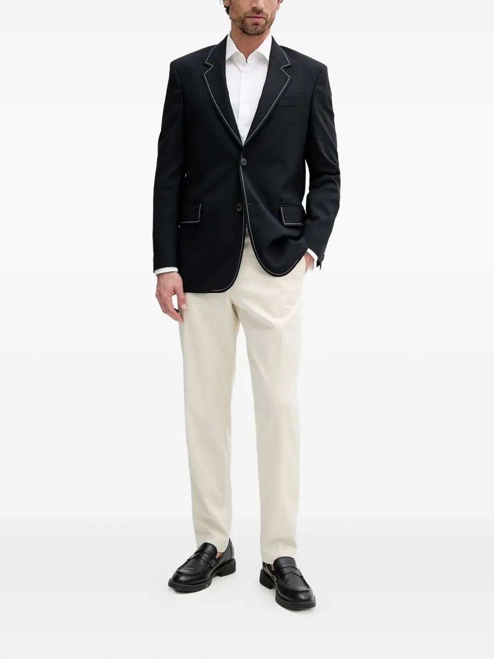 BOSS Blazer met enkele rij knopen Zwart