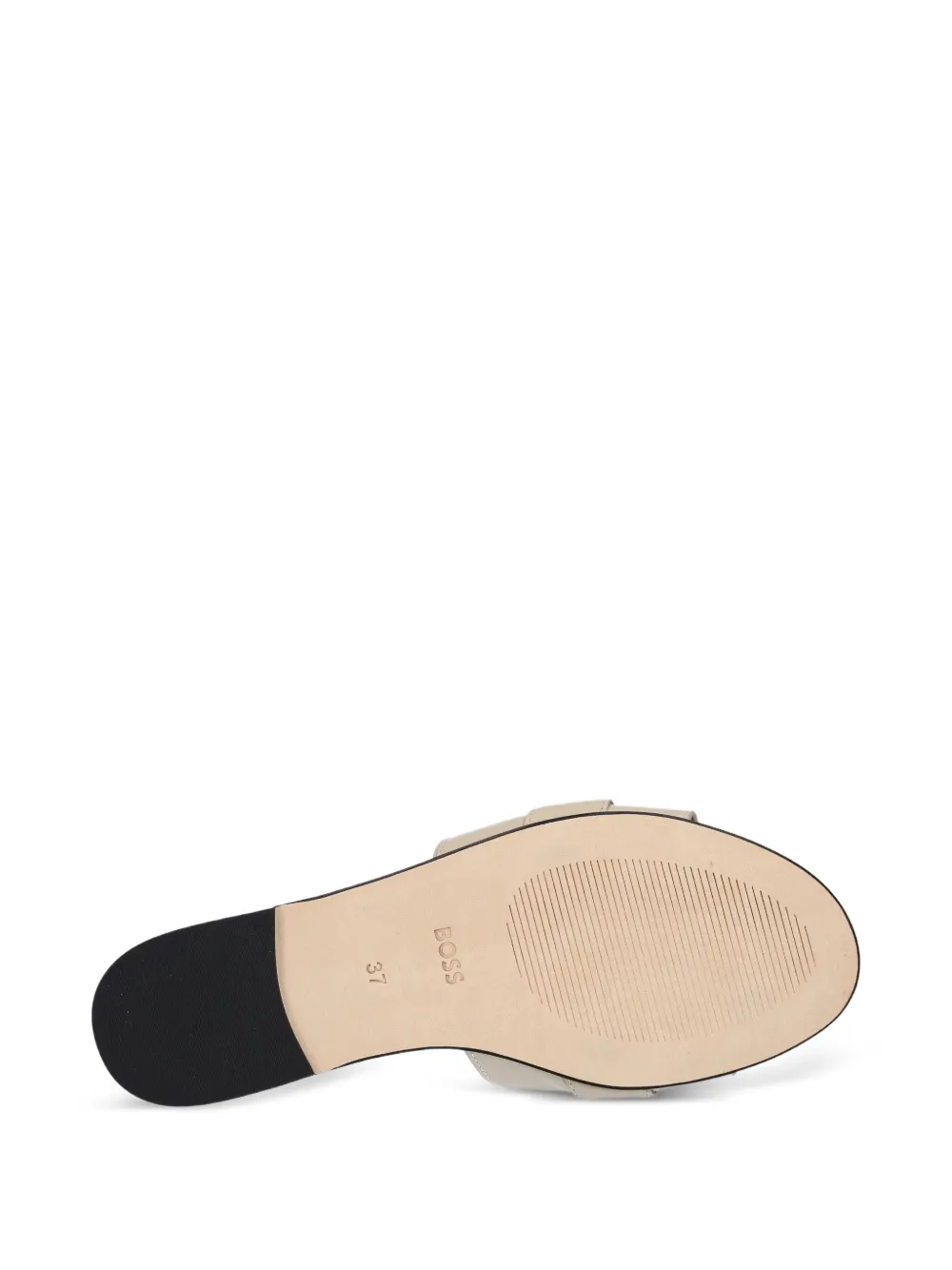 BOSS leather logo-plaque sandals Neutrals