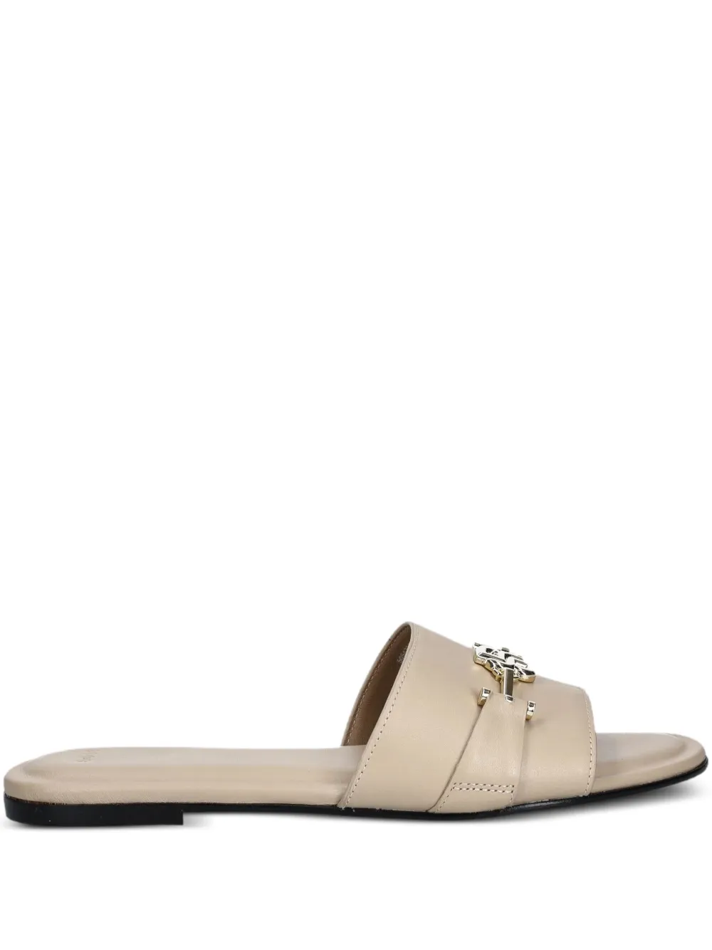 BOSS leather logo-plaque sandals Neutrals