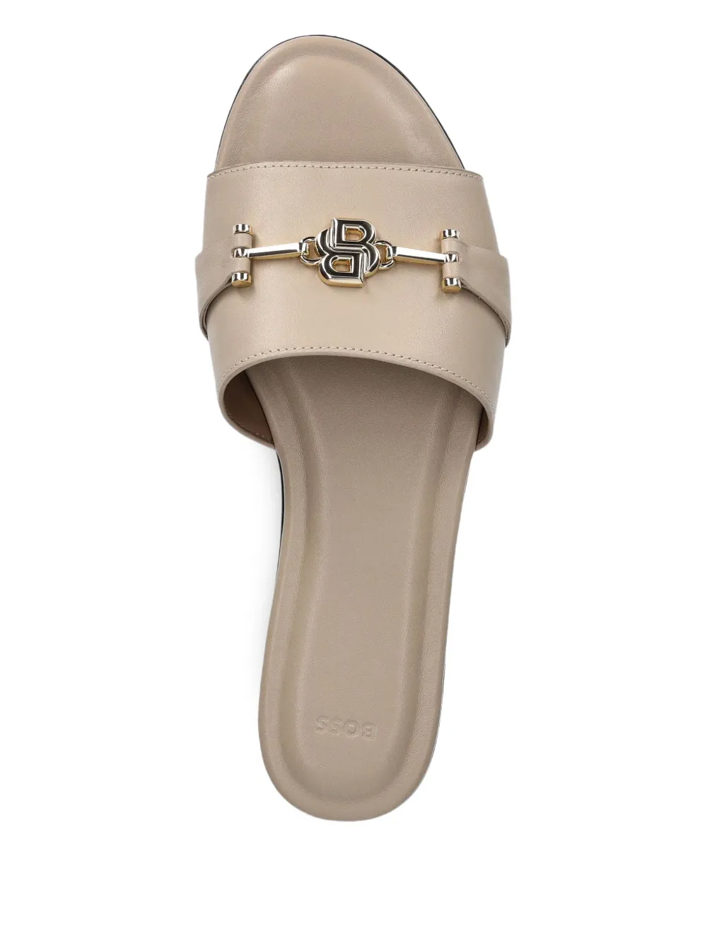 BOSS leather logo-plaque sandals Neutrals