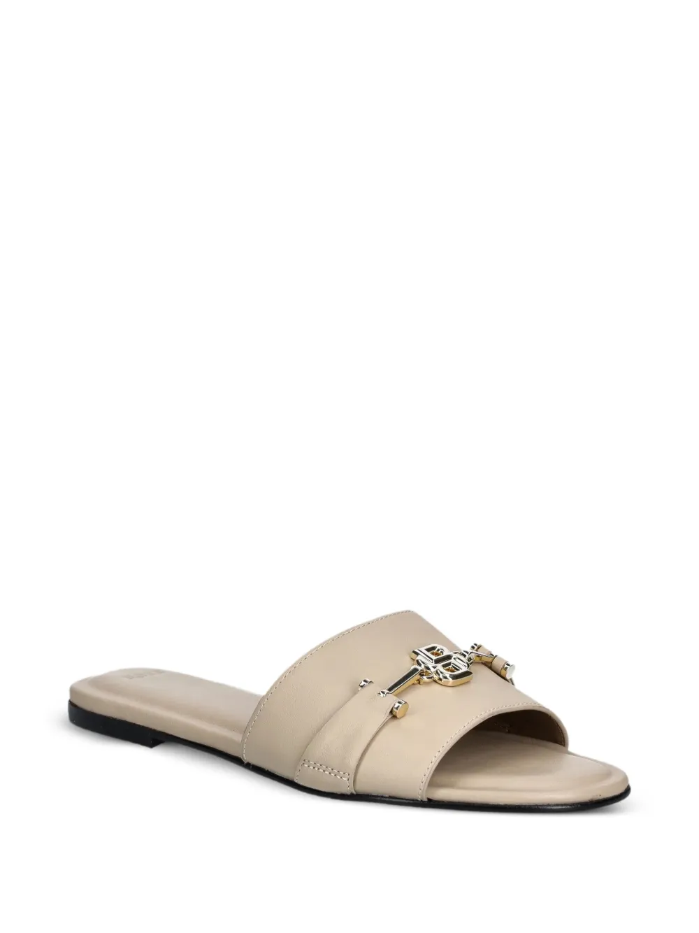 BOSS leather logo-plaque sandals Neutrals