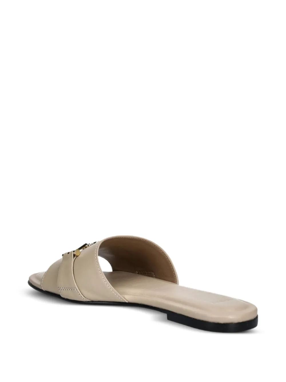 BOSS leather logo-plaque sandals Neutrals