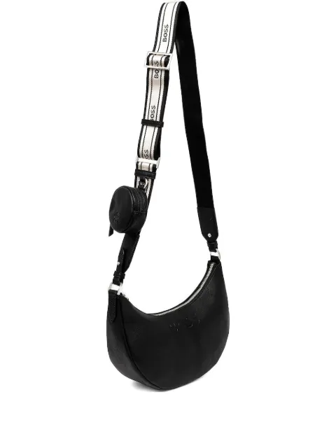 BOSS embossed-logo crescent mini bag