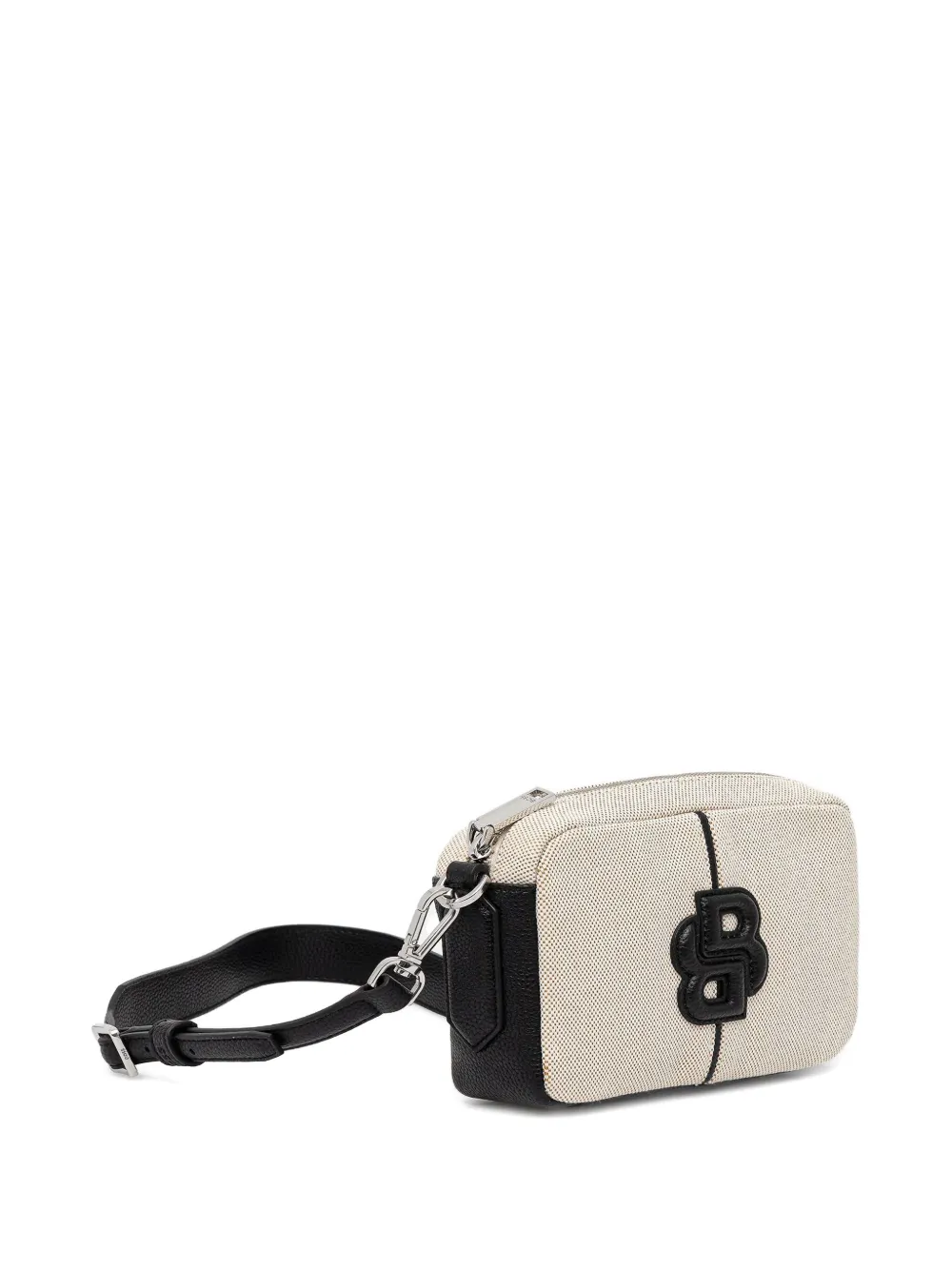 Hugo Boss Anett Logo-patch Canvas Crossbody Bag In Neutral