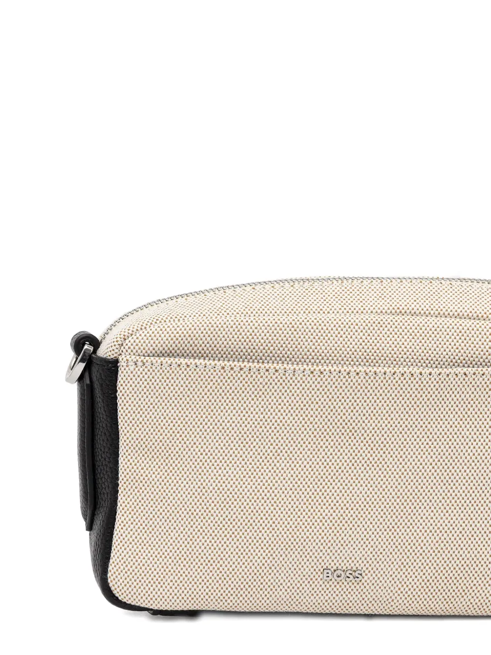 Hugo Boss Anett Logo-patch Canvas Crossbody Bag In Neutral