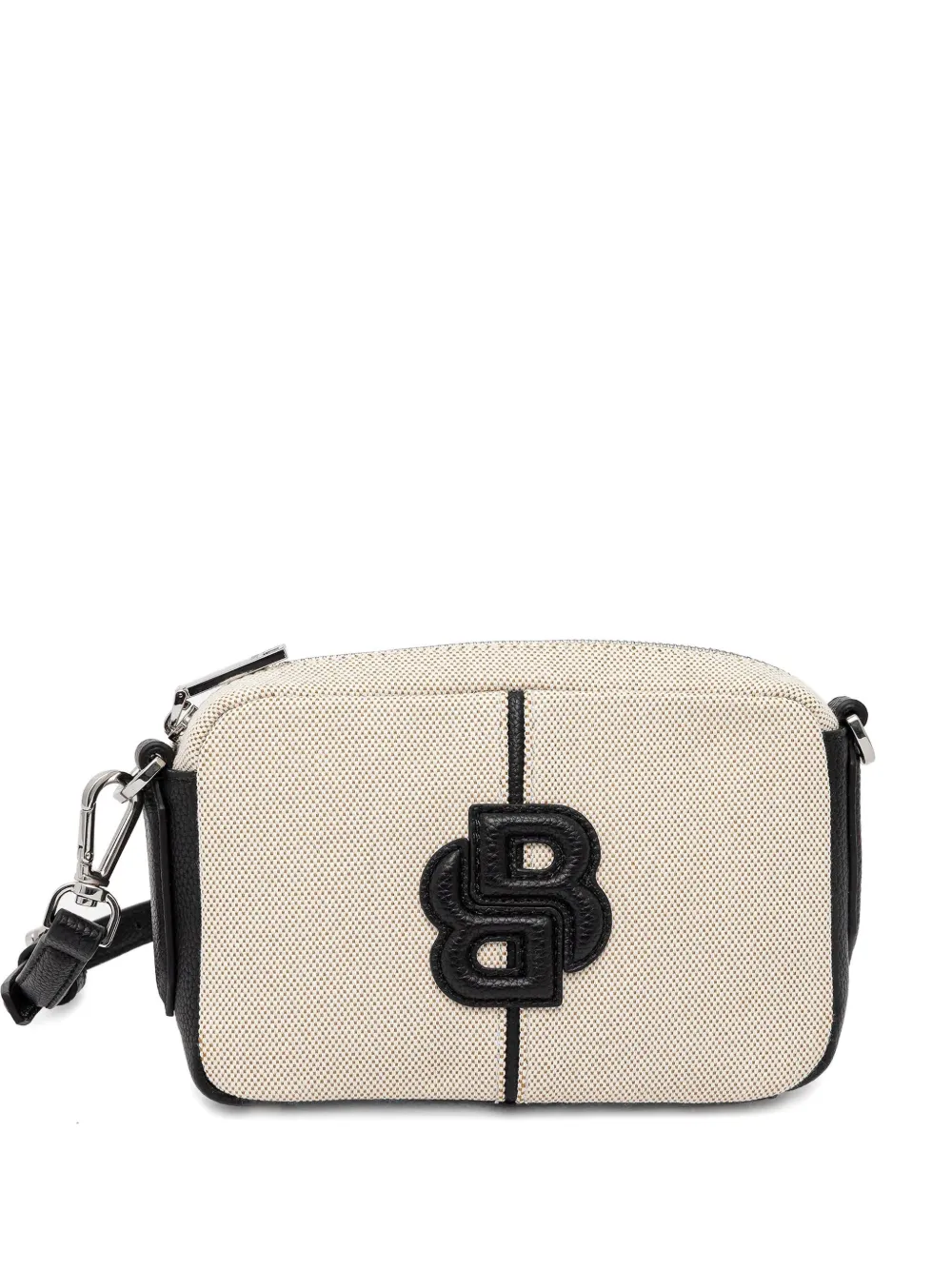 Hugo Boss Anett Logo-patch Canvas Crossbody Bag In Neutral