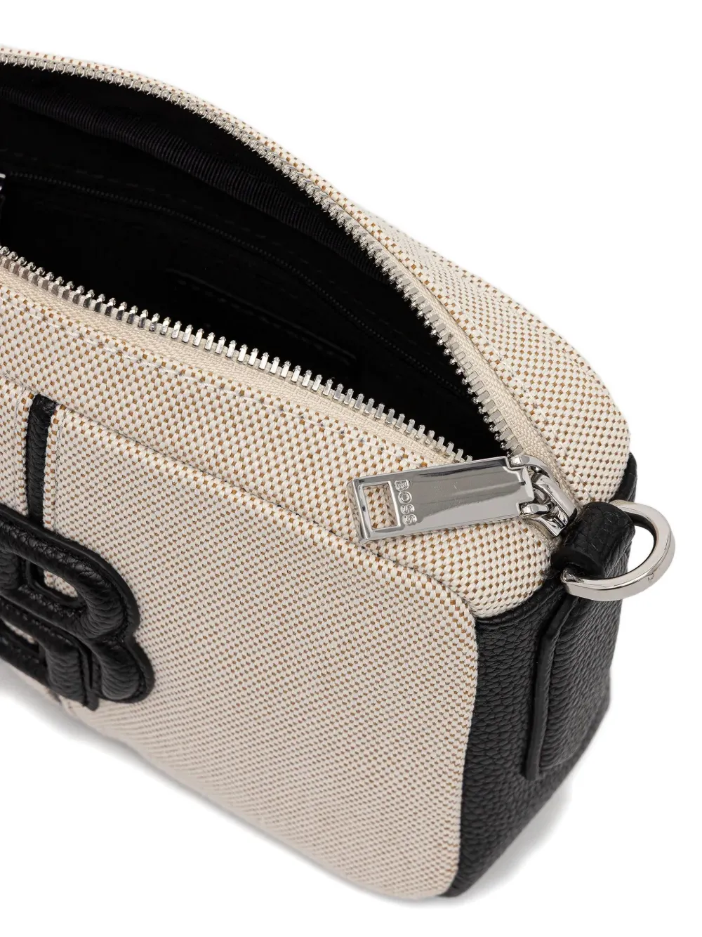 Hugo Boss Anett Logo-patch Canvas Crossbody Bag In Neutral