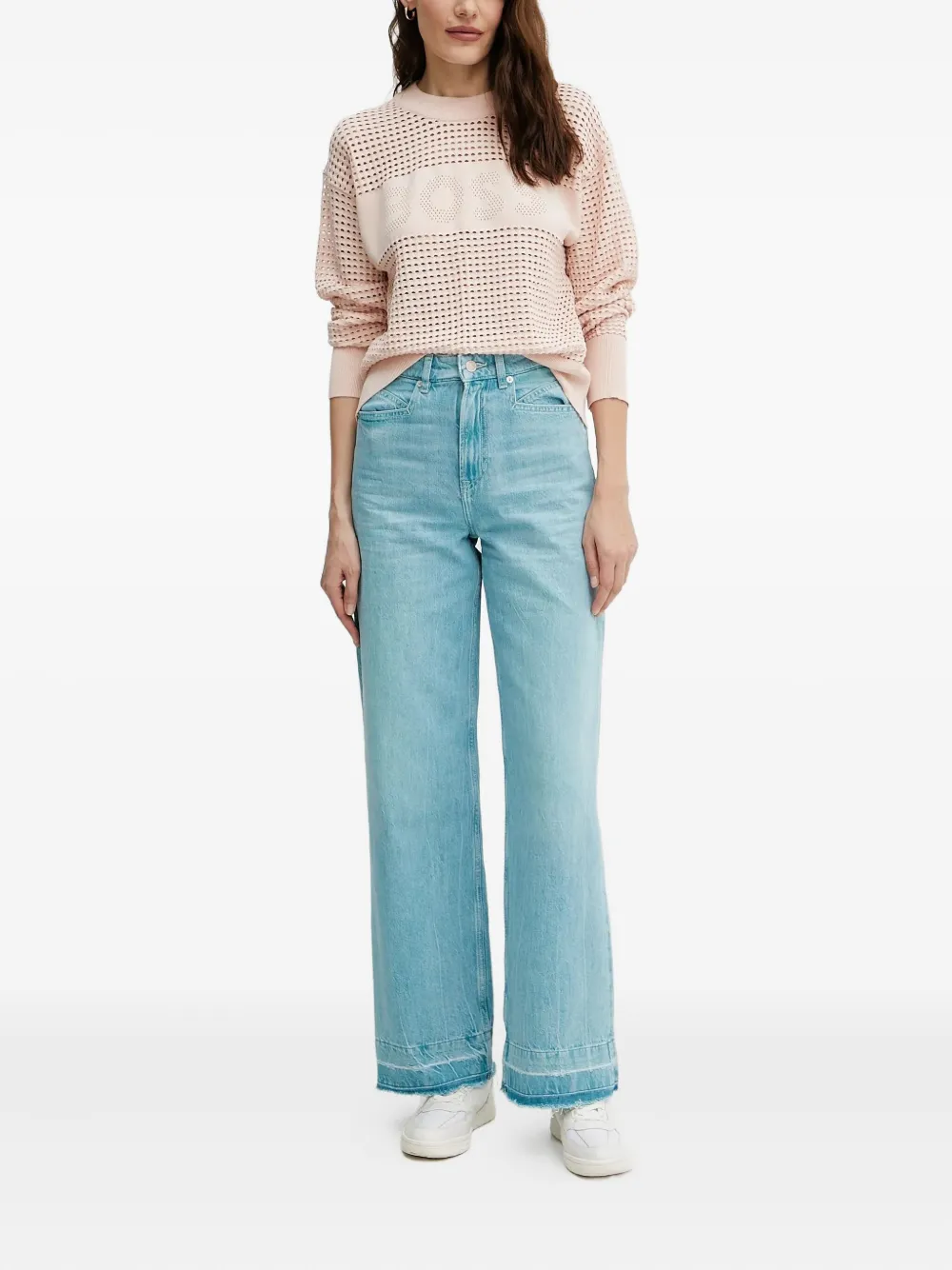 BOSS frayed-hem jeans Blauw