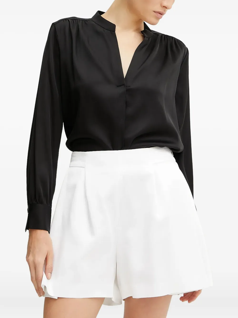 BOSS pleated V-neck top | Black | Image 1
