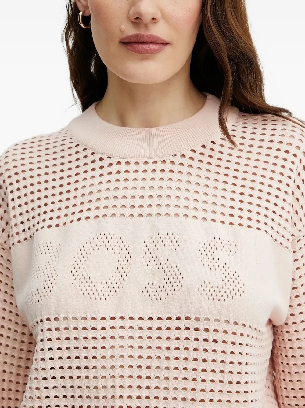 Hugo Boss Logo-detail Panelled Sweater In Pink